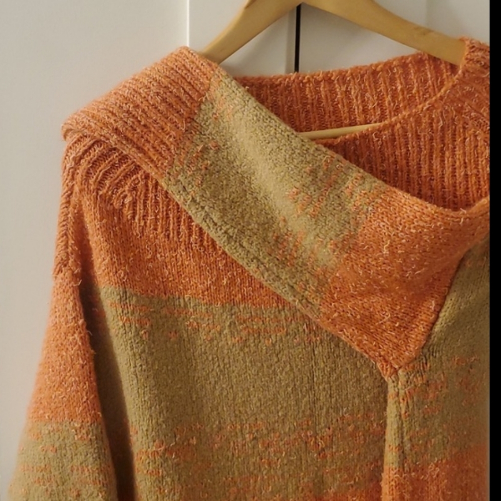 Pilcro-Anthropologie- Orange/Tan Tunic Sweater, Super Soft Sz.Small Oversized - Picture 7 of 7